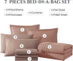 Monbix King Size Comforter Set - 7 Pieces Bed in a Bag King, Clay Pink Bedding Sets with Comforter, All Seasons Down Alternative Comforter Bed Set with Sheets, Pillowcases & Shams