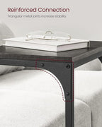 VASAGLE C-Shaped End Table Set of 2, Small Side Table for Couch, Sofa Table with Metal Frame for Living Room, Bedroom, Bedside, Ebonized Oak and Black