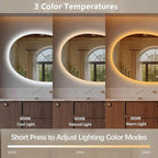 Niccy Irregular LED Bathroom Mirror with Lights, 24"x40" Asymmetrical Backlit-Mirror for Wall Mounted, Bathroom Vanity Mirrors with Memory, Dimmable, 3 Colors, Anti-Fog, IP65 Waterproof