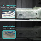 32.8ft COB LED Strip Lights 6000K White Dimmable DC 24V Flexible LED Tape Light for Bedroom, with Remote and app Control LED Light Strip,for DIY Home Decoration（White