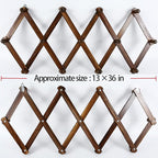AMAPON Accordion Style Expandable Wall Wooden Coat Rack 13 Hooks (Pegs) Hang Hats Jackets Coffee Mug Purses Necklaces Towels Cap Leash Scarves Data Line Kitchenware (Walnut)