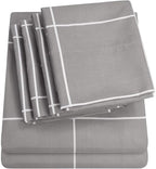 King Size Bed Sheets - 6 Piece 1500 Supreme Collection Fine Brushed Microfiber Deep Pocket King Sheet Set Bedding - 2 Extra Pillow Cases, Great Value, King, Window Pane Gray