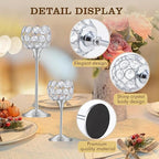 Crystal Candle Holders Set of 16 for Wedding Centerpieces Gold Or Silver Candle Holders Bulk Decorative Tealight Candle Holder for Wedding, Party,Table Centerpieces Decoration (Silver, 2 Sets(6 Pcs))