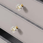 24-Pack 1-1/4-Inch Gold knob Dresser knobs White Cabinet Glass Crystal knobs Brass Drawer Polygonal Dresser Pulls, Drawer pulls