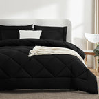 CozyLux California King Comforter Set Black - Cal King Bed in a Bag 7 Pieces, Luxury Soft Bed Set for All Seasons, Bedding Set with Down Alternative Comforter, Sheets, Pillowcases & Shams