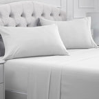 Mellanni Full Sheets Set - 4 PC Iconic Collection Bedding - Hotel Luxury, Extra Soft, Cooling Bed Sheets - Wrinkle, Fade, Stain Resistant (Full, Striped White)