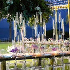 6PCS Clear Candelabra Centerpiece for Wedding,8 Arm Acrylic Candelabra Centerpiece Table 38.5 Tall Floor Candle Holder for Birthday Party Baby Shower Decor candelabros para centros de mesa