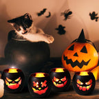 Black Halloween Table Centerpieces Candle Holders 12 PCS, Jack O Lantern Tealight Votive Candle Holders, Indoor Halloween Decorations for Mantel Coffe Table Decor