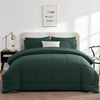 CozyLux Queen Comforter Set Forest Green, 7 Pieces Bed in a Bag, Green Comforter Queen Size, All Season Bedding Sets with Stitch Quilted Comforter, Flat Sheet, Fitted Sheet, Pillowcases