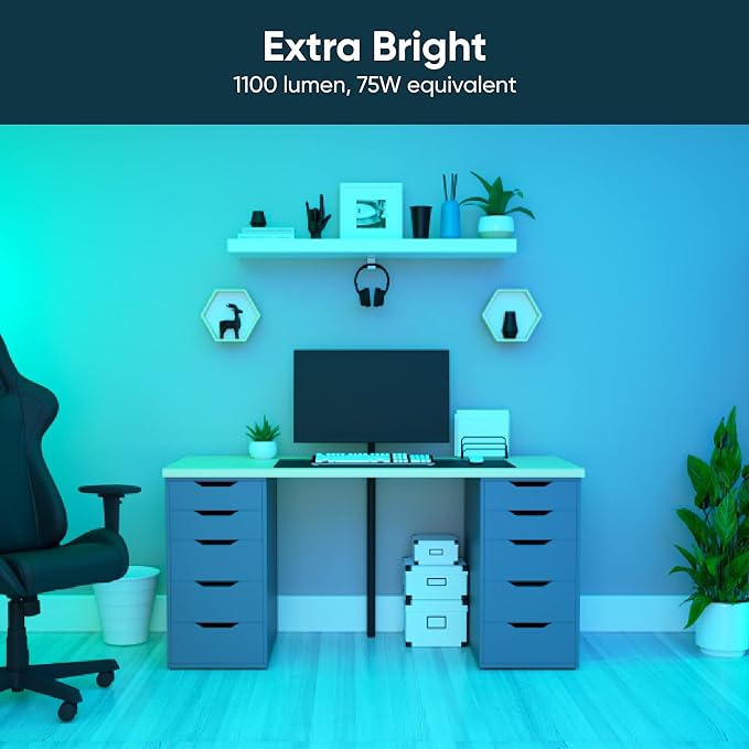 Wyze Bulb Color, 1100 Lumen WiFi RGB and Tunable White A19 Smart Bulb, Works with Alexa and Google Assistant, Four-Pack