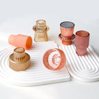 Pink Candlestick Holders 12PCS Ribbed Glass Taper Candle Holders Set for Tealight Candlestick Candles, Table Centerpieces for Weddings Christmas Home Decor Indoor and Outdoor
