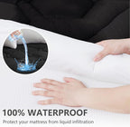 Full Size Mattress Pad Waterproof, Cooling Mattress Topper for Double Bed, Pillow Top Quilted Fitted Mattress Protector Cover with 8-21" Deep Pocket (54x75 inch, Black)