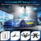 TANBABY 2 Pack LED Garage Lights, 150W Deformable Best Ceiling Shop Lights, 15000LM LED Light 6500K Garage Lighting with 6+1 Adjustable Panels Bulb for Basement