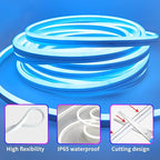 16.4FT DC24V RGB LED Neon Rope Lights with Remote/APP Control, Waterproof, Flexible, Multicolor, Modern Style for Bedroom, Room, Outdoors, Christmas Decor