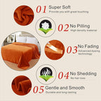 Fleece Blankets for All Season - Premium Lightweight Anti-Static Throw for King Size Bed Extra Soft Brush Fabric Warm Sofa Thermal Blanket 90" x 108"(Orange)
