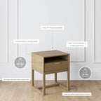 Nathan James Harper Modern Nightstand Side Accent or End Table with Storage Drawer, Set of 2, Light Brown
