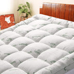 Mattress Topper Twin XL Size, Cooling Extra Thick Breathable Viscose Made from Bamboo Mattress pad, Soft Quilted Fitted Mattress Cover with 1000 GSM Down Alternative Fill (8-21”Deep Pocket)