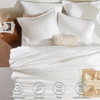 CozyLux Oversized King Comforter Set White Seersucker 7 Pieces 120x98 Bed in a Bag Comforter Set with Sheets, Luxury Soft Bedding Sets with Down Alternative Comforter, Sheets, Pillowcases & Shams
