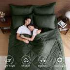 HEVUMYI Army Green Twin-XL Comforter Set - 5-Piece All Season Bed in a Bag Twin-XL, Ultra Soft Bedding Set with Comforter, Flat Sheet, Fitted Sheet, Pillowcases, Pillow Shams