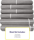 Queen Sheets Window Pane Gray - 6 Piece 1500 Supreme Collection Fine Brushed Microfiber Deep Pocket Queen Sheet Set Bedding - 2 Extra Pillow Cases, Great Value, Queen, Window Pane Gray