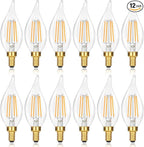 GoBright E12 LED Candelabra Bulbs 60 watt Equivalent, 2700K Soft Warm White Dimmable Chandelier Light Bulbs, 6W 630LM Flame Tip Candle Light Bulbs for Ceiling Fan, Home Decor, 12-Pack