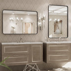 LOAAO 20X30 Inch Black Metal Framed Bathroom Mirror for Wall, Matte Black Bathroom Vanity Mirror Farmhouse, Large Rounded Rectangle Mirror, Anti-Rust, Hangs Horizontally or Vertically
