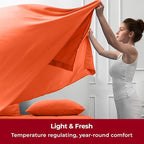 Mellanni Twin XL Sheets Set - 3 PC Iconic Collection Bedding - Hotel Luxury, Extra Soft, Cooling Bed Sheets - Wrinkle, Fade, Stain Resistant (Twin Extra Long, Poppy Orange)