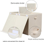 popoly 122L Large Toy Box Chest with Lid, Foldable Toy Storage Organizer Bin Boxes with Removable Divider for Kids, Boys, Girls, Nursery, Playroom, 26"x17" x17" (Linen Beige)