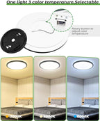 Zemty 2Pack 16.5 Inch LED Flush Mount Light, 36W 4200lm Super Slim Ceiling Light Fixtures, 3000K/4500K/6500K Selectable Ceiling Lamp for Bedroom, Kitchen, Living Room (Black)