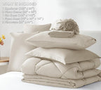 CozyLux King Size Comforter Set Oatmeal - 7 Pieces Bed in a Bag King, Luxury Soft Bed Set for All Seasons, Bedding Set with Down Alternative Comforter, Sheets, Pillowcases & Shams