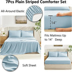 CozyLux Queen Comforter Set Light Blue, 7 Pieces Bed in a Bag, Blue Comforter Queen Size, All Season Bedding Sets with Stitch Quilted Comforter, Flat Sheet, Fitted Sheet, Pillowcases