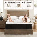 King Size Mattress - 12 Inch Hybrid King Mattresses in a Box with Bamboo Cover - King Size Memory Foam Mattress with Pocket Springs - Medium Firm Mattress for Pressure Relief - CertiPUR-US Certified