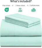 LuxClub 4 PC Sheet Set Bed Sheets Deep Pockets 16" Eco Friendly Wrinkle Free Cooling Machine Washable Hotel Bedding Silky Soft - Aquamarine California King