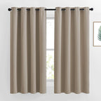 NICETOWN Taupe Blackout Curtains 2 Panels Set, Grommet Top Room Darkening Thermal Curtains Sound Reducing Window Treatments for Bedroom/Kid Room, Taupe, W46 x L63