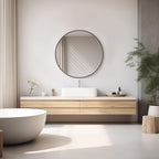 DUMOS Black Circle Mirror for Wall 24.02 inch, Bathroom Round Mirror for Over Sink, Bathroom, Entryway, Bedroom, Vanity