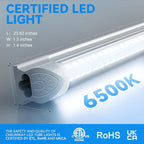CNSUNWAY LED Shop Light 2FT, 20W 3000LM 6500K, T8 LED Tube Lights, Clear Cover, Ceiling and Utility Shop Lights, Linkable Light Fixture for Room, Garage, Workbench, Warehouse, ETL Listed (2 Pack)