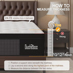 Hybrid Mattress with Gel Memory Foam and Individually Pocket Innerspring Mattresses Medium Firm for Motion Isolation, Edge Support, 100 Night Trial (10 Inch- Black & White, King)