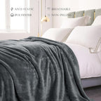 Exclusivo Mezcla Plush Fuzzy Fleece Bed Blanket Queen Size, Super Soft, Fluffy and Warm Blankets Suitable for All Seasons (Dark Grey, 90x90 Inches)