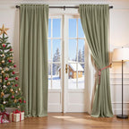 Lazzzy Velvet Blackout Curtains Thermal Insulated Room Window Drapes Super Soft Luxury Curtains for Living Room Bedroom Rod Pocket 2 Panels, Olive Sage, 62" W x 96" L