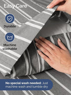 Extra Deep Cal King Sheet Set - 6 Piece Breathable & Cooling Sheets - Hotel Luxury Bed Sheets Set - Easy Fit - Soft, Wrinkle Free & Comfy Sheets Set - Grey Striped Sheet Set with Extra Deep Pockets