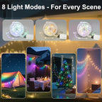 Moobibear Camping String Lights, Quick Storage, 33FT/100LED RGB Rechargeable Tent Lights String with USB 8 Lighting Modes, Hanging Waterproof Portable LED Lamp for for Camping Essentials, Yard, Party