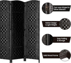 Rose Home Fashion Room Divider, 6 ft Tall Room Dividers and Folding Privacy Screens, 16in Privacy Screen 4 Panel Black Space Temporary Wall Foldable Partition Separation