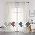 OVZME Sheer Ivory Curtains Light Filtering Window Drapes for Living Room Bedroom and Wedding Party, Voile Nice Vertical Sense Sliding Glass Door, Per Panel 42 by 96 Inch, Set of 2 Pieces