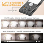 Gritin 10.2inch Under Cabinet Lighting Rechargeable -84 LED Super Bright,3-Color& 5 Level Brightness,4 Modes,Motion Sensor, Long Lasting- Easy Installation Magnetic Closet Lights -2 Pack-Black