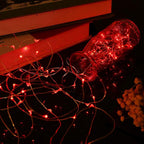 Mikasol Fairy Lights Battery Operated, 1 Pack Mini 3*AAA Battery Powered Copper Wire Led Starry String Lights Firefly Lights for Bedroom, Christmas, Parties, Decoration (5m/16ft Red)