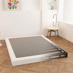 King Size Box Spring 4 Inch Low Profile, Heavy Duty Metal Box Spring Bed Base with Fabric Cover, Mattress Foundation, Easy Assembly, Noise Free, Black