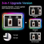 LED Mirror for Bathroom, 40"X30" with 8 RGB Backlit +3 Front Lit (Adjustable Individually), Anti-Fog, Lighted Bathroom Vanity Mirror for Wall, Shatterproof, Memory Function, Tempered Glass