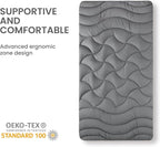 SLEEP ZONE Cooling Twin Mattress Topper for Single Bed, Premium Zoned Cool Mattress Pad Cover, Padded Mattress Protector Breathable Washable, Deep Pocket 8-21" (Grey, Twin, 39 x 75)