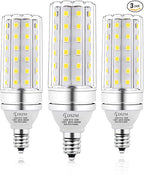 E12 LED Corn Light Bulbs, 12W Equivalent 100W, 1200 Lumen 6000K Cool Daylight White, Non-Dimmable Candelabra Base Chandelier Lights, Pack of 3