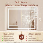 48x36 LED Mirror for Bathroom with Front and Backlit Light Up Digital Mirrors for Wall,Anti Fog,Stepless Dimmable,Tempered Silver Glass Smart Vanity Mirror for Bathroom